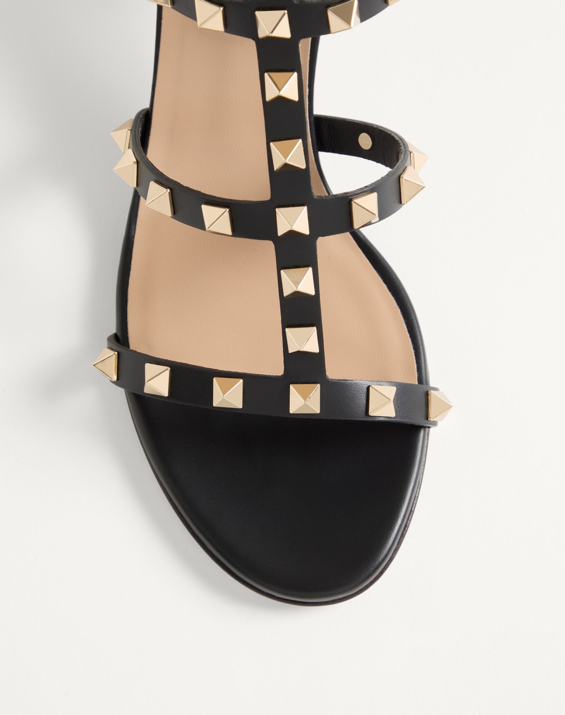 Rockstud Calfskin Ankle Strap Sandal 60 Mm
