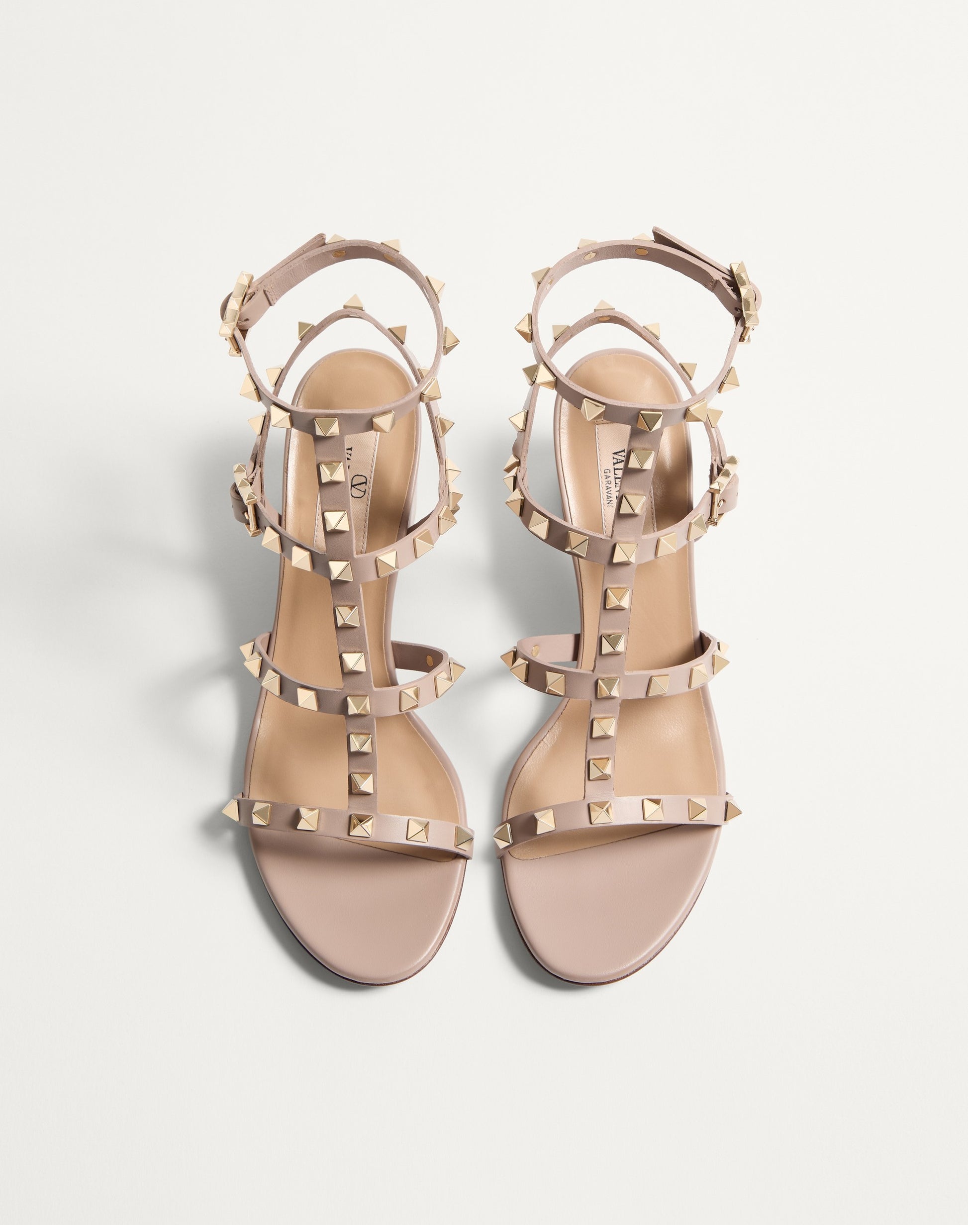 Rockstud Calfskin Ankle Strap Sandal 60 Mm