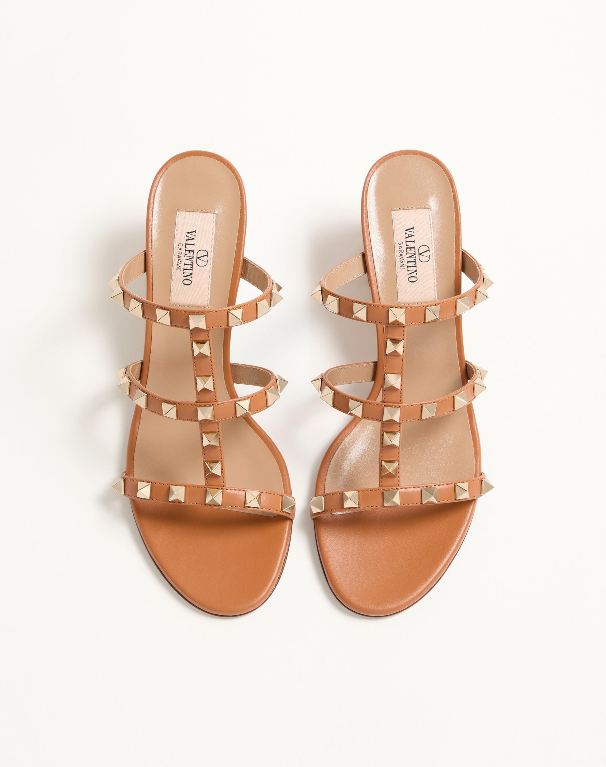 Rockstud Calfskin Leather Slide Sandal 60 Mm