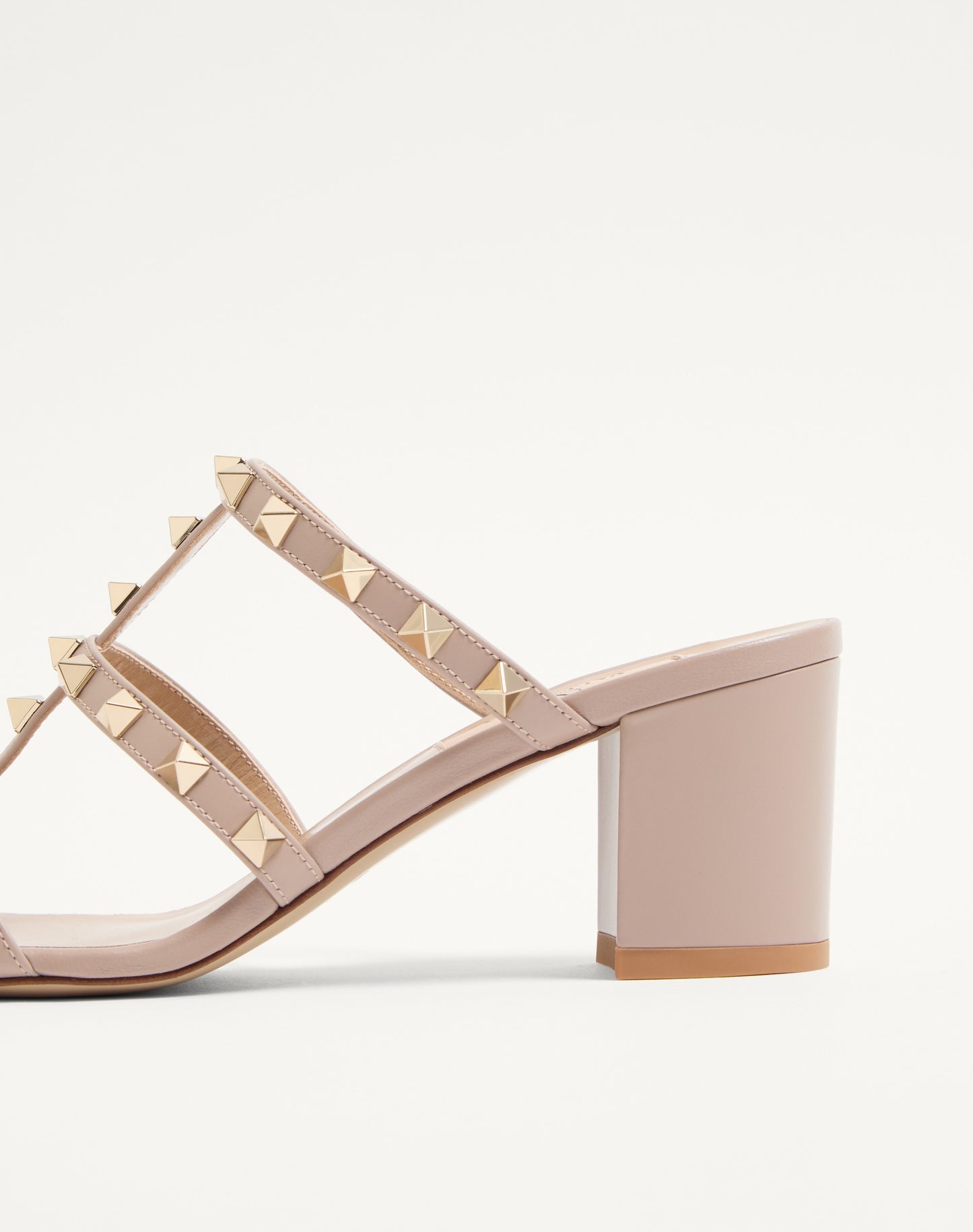 Rockstud Calfskin Leather Slide Sandal 60 Mm