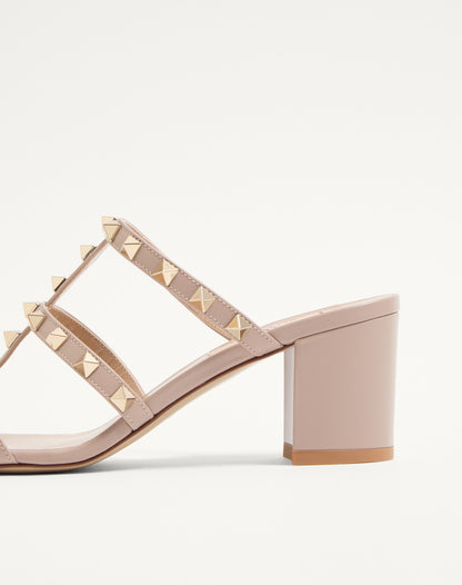 Rockstud Calfskin Leather Slide Sandal 60 Mm