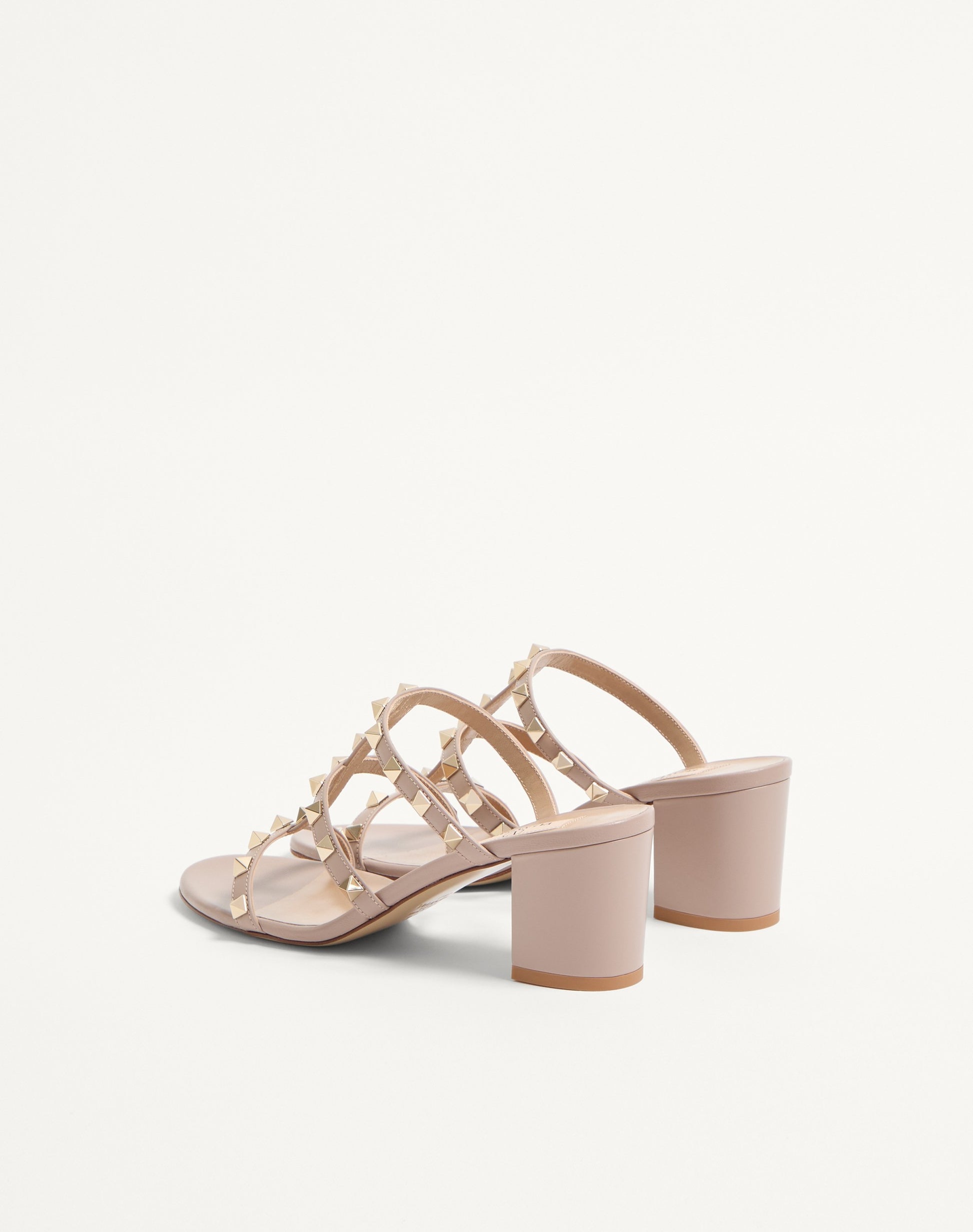 Rockstud Calfskin Leather Slide Sandal 60 Mm