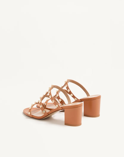 Rockstud Calfskin Leather Slide Sandal 60 Mm