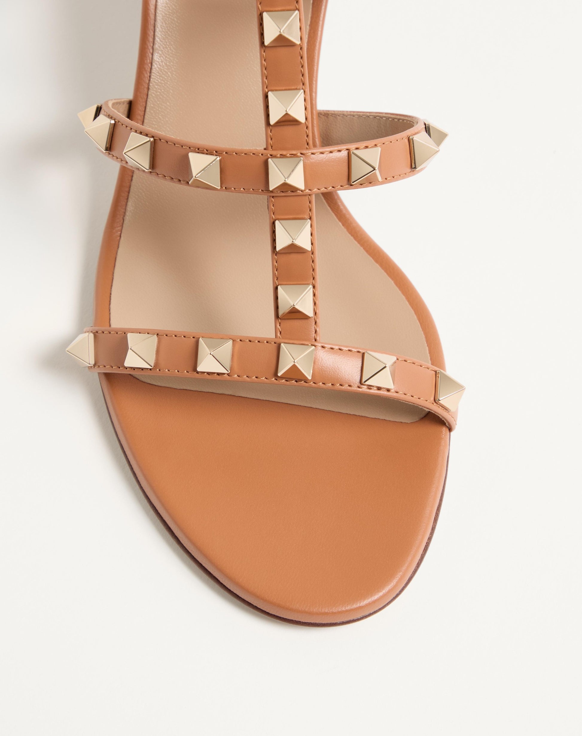Rockstud Calfskin Leather Slide Sandal 60 Mm