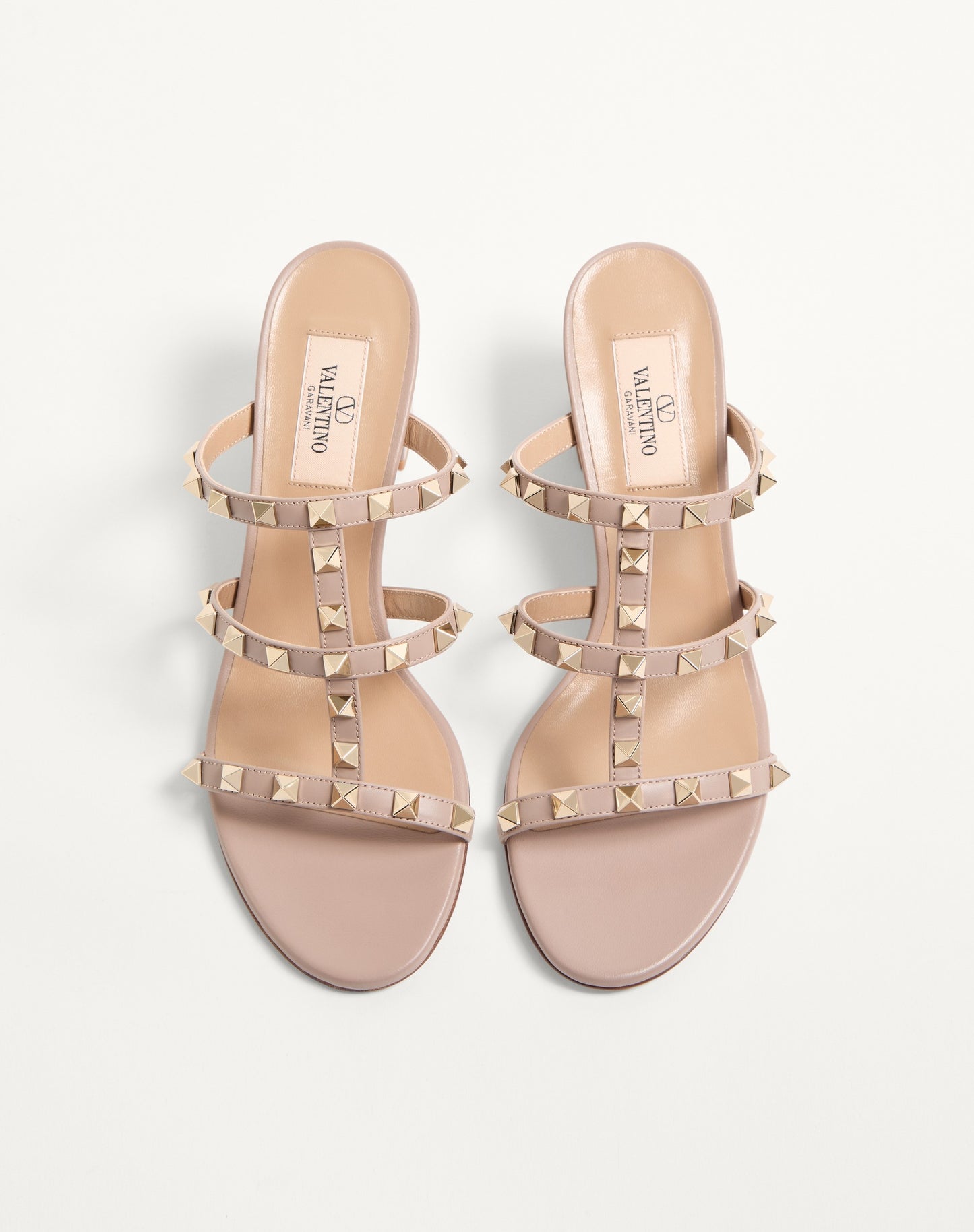 Rockstud Calfskin Leather Slide Sandal 60 Mm