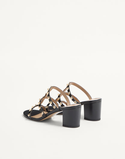 Rockstud Calfskin Leather Slide Sandal 60 Mm