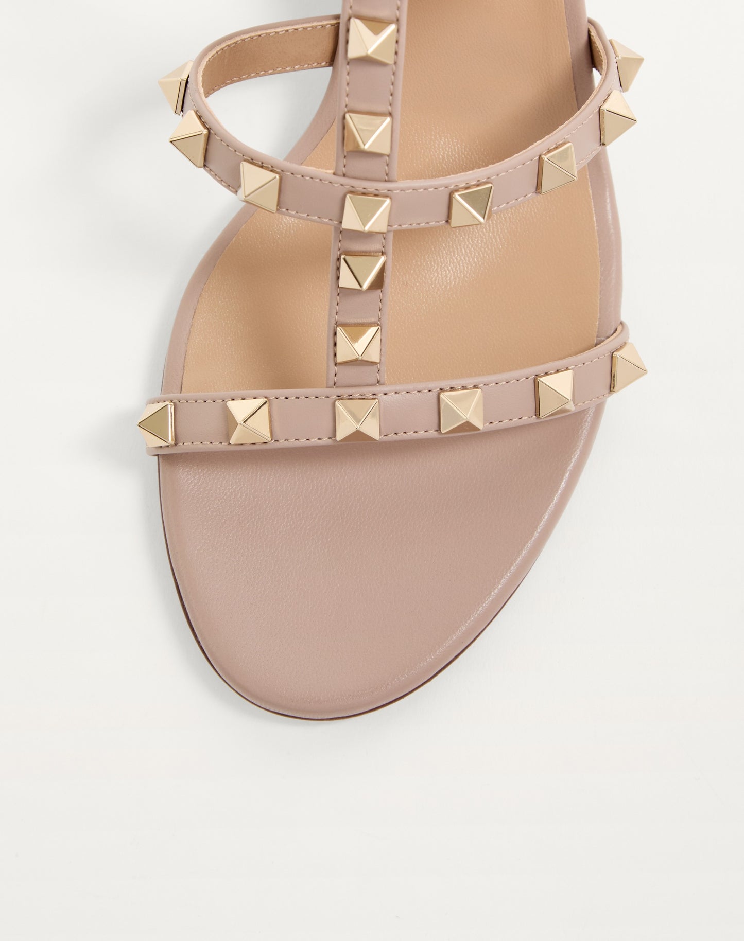 Rockstud Calfskin Leather Slide Sandal 60 Mm