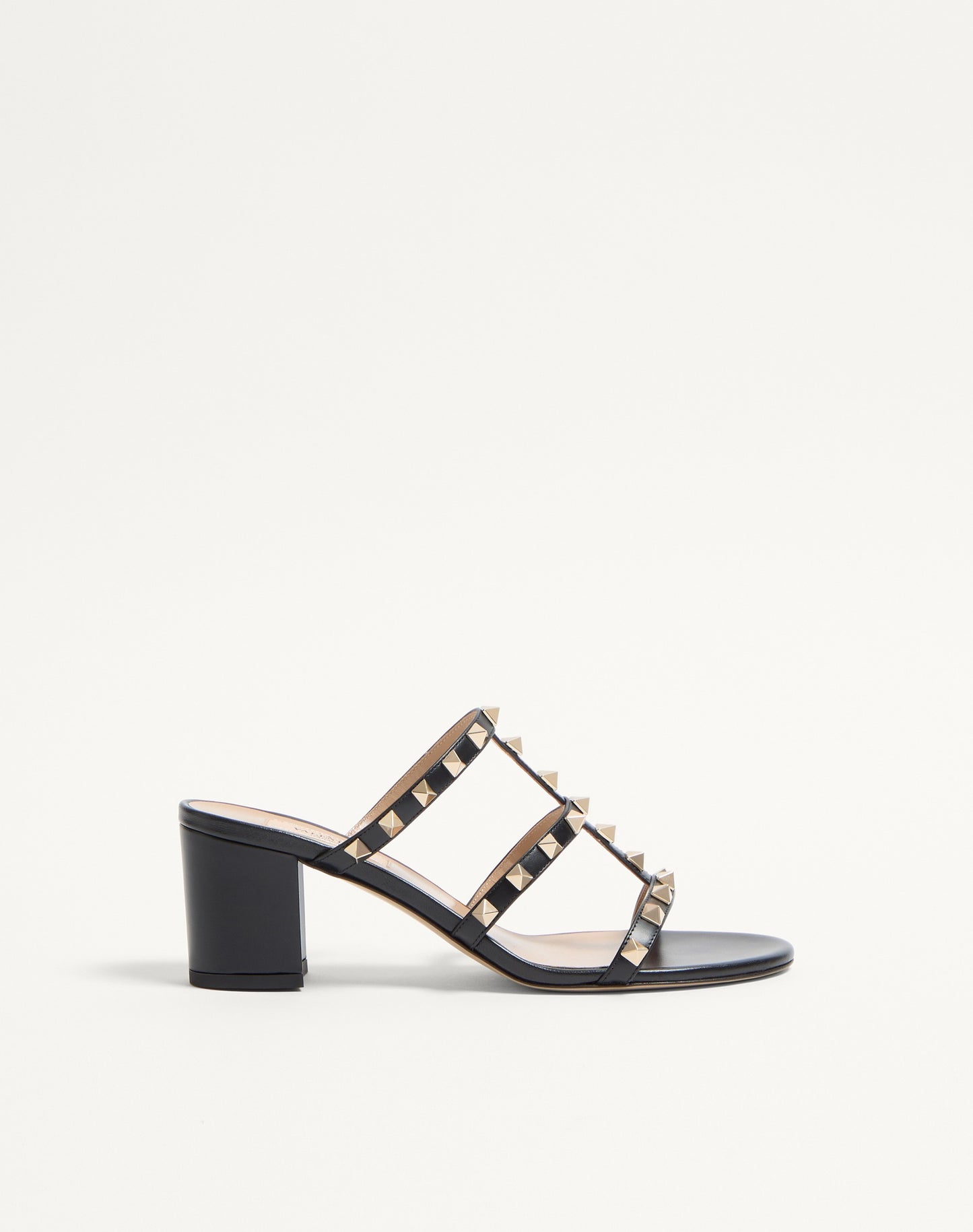 Rockstud Calfskin Leather Slide Sandal 60 Mm