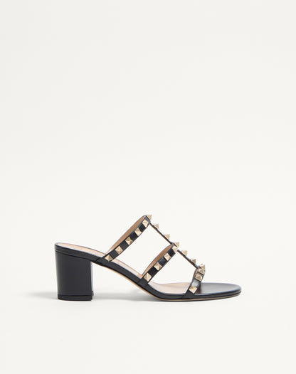 Rockstud Calfskin Leather Slide Sandal 60 Mm