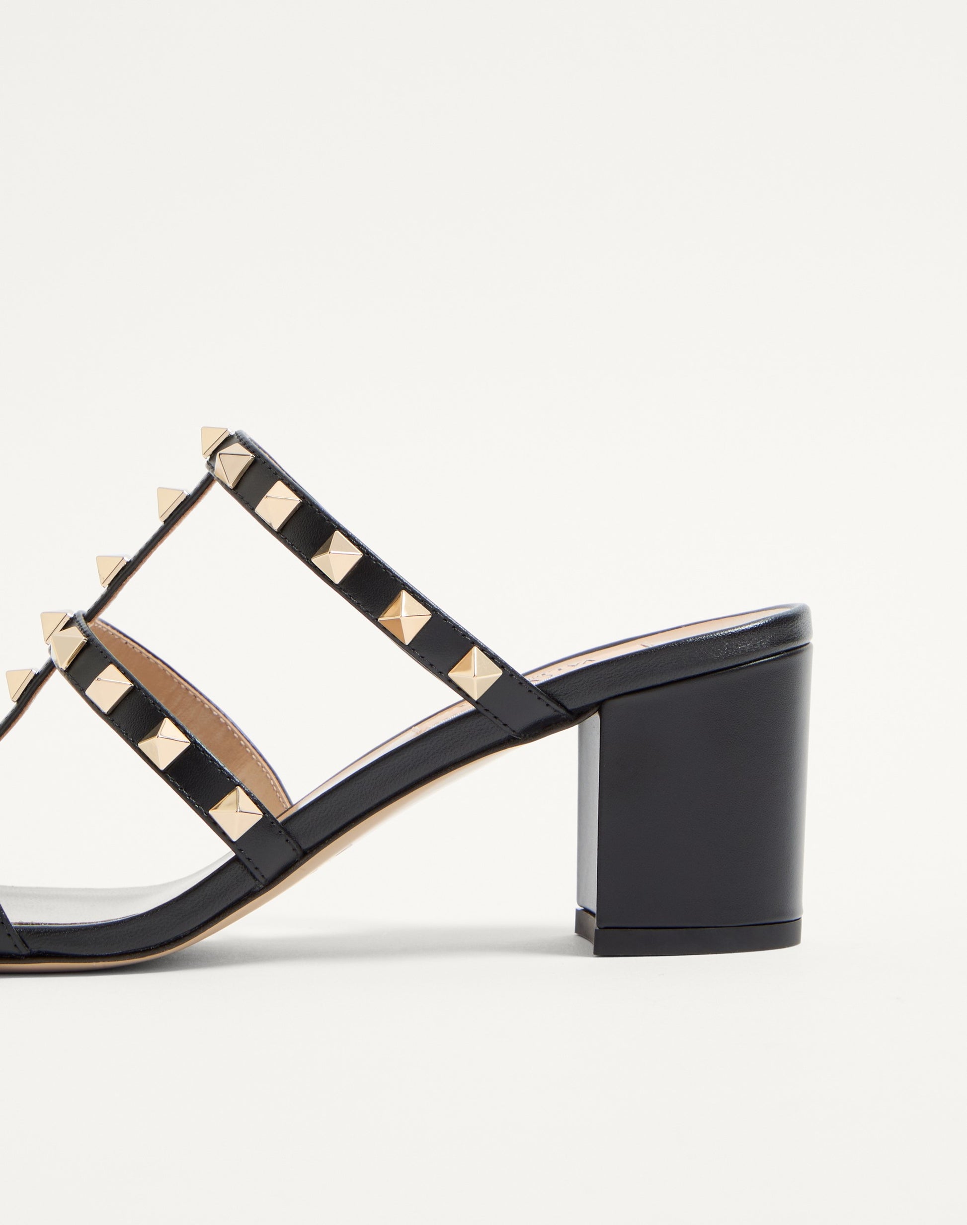 Rockstud Calfskin Leather Slide Sandal 60 Mm