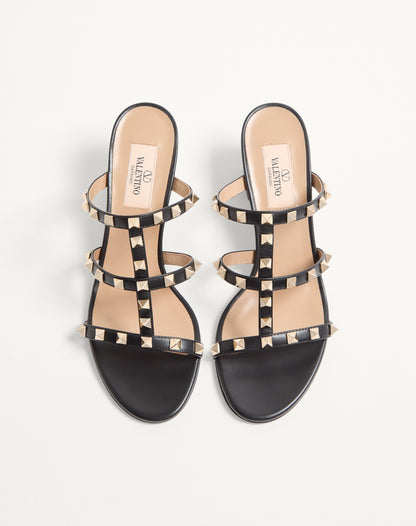 Rockstud Calfskin Leather Slide Sandal 60 Mm