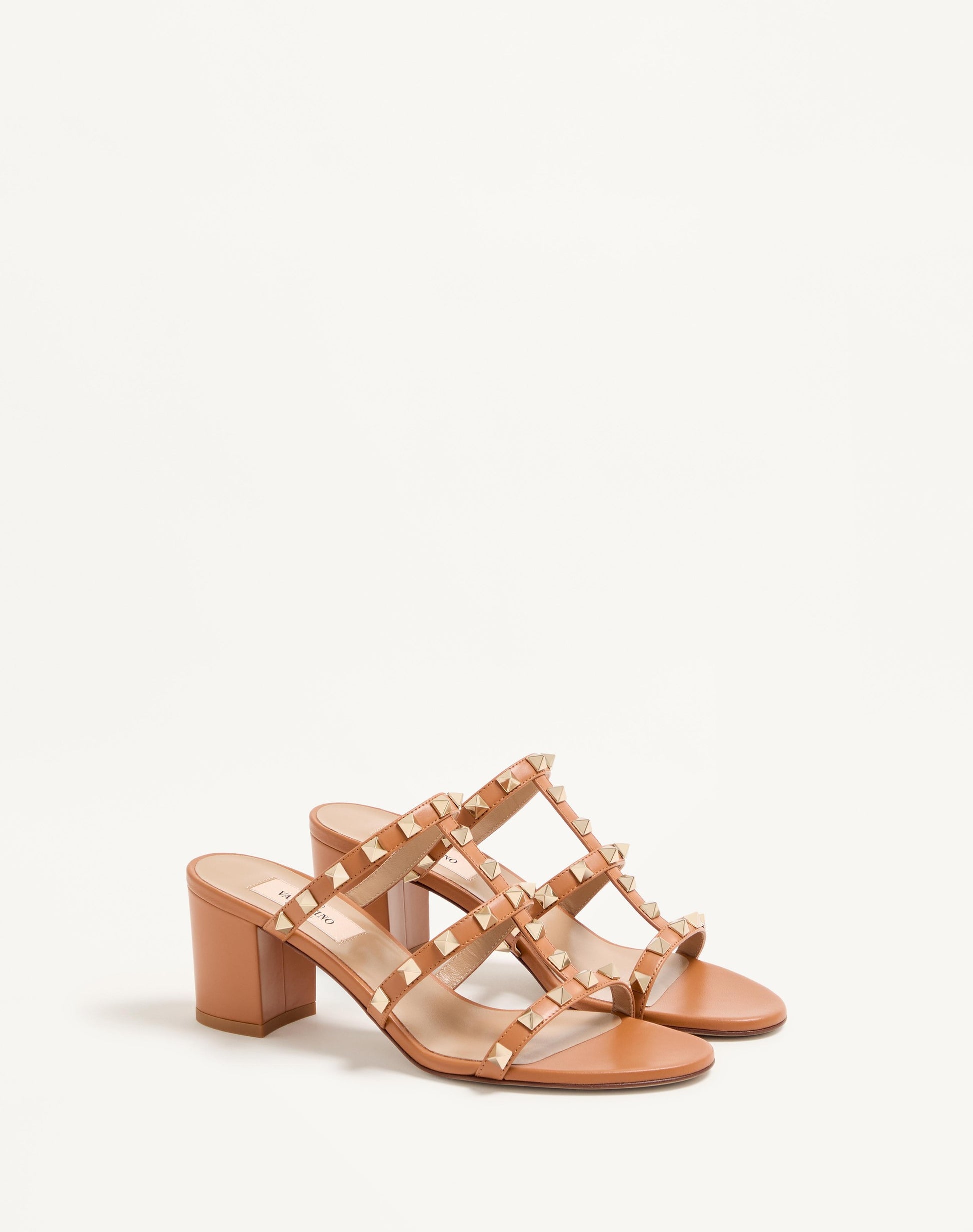 Rockstud Calfskin Leather Slide Sandal 60 Mm