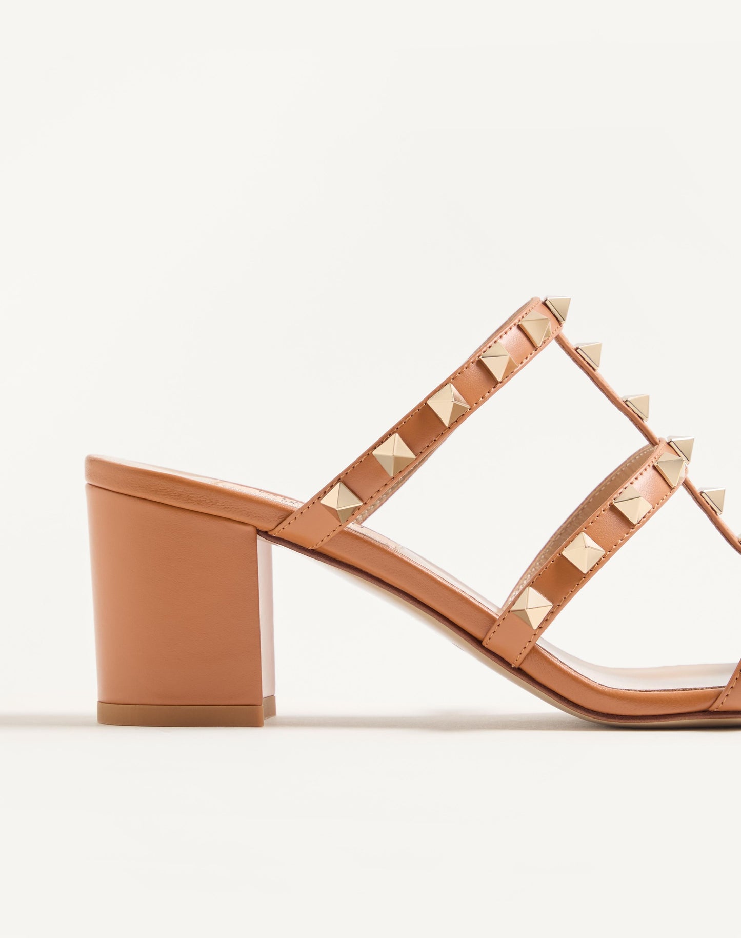 Rockstud Calfskin Leather Slide Sandal 60 Mm