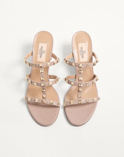 Rockstud Calfskin Leather Slide Sandal 60 Mm