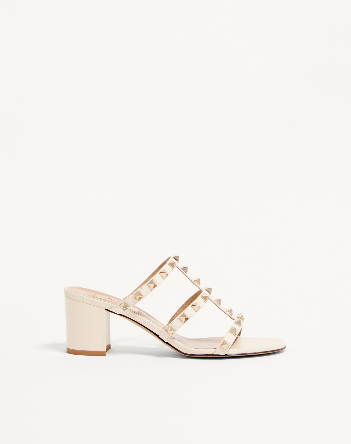 Rockstud Calfskin Leather Slide Sandal 60 Mm
