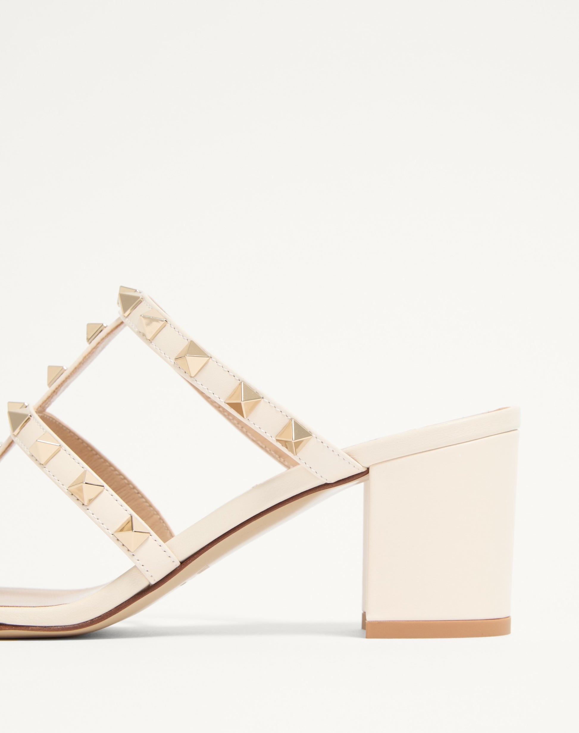 Rockstud Calfskin Leather Slide Sandal 60 Mm