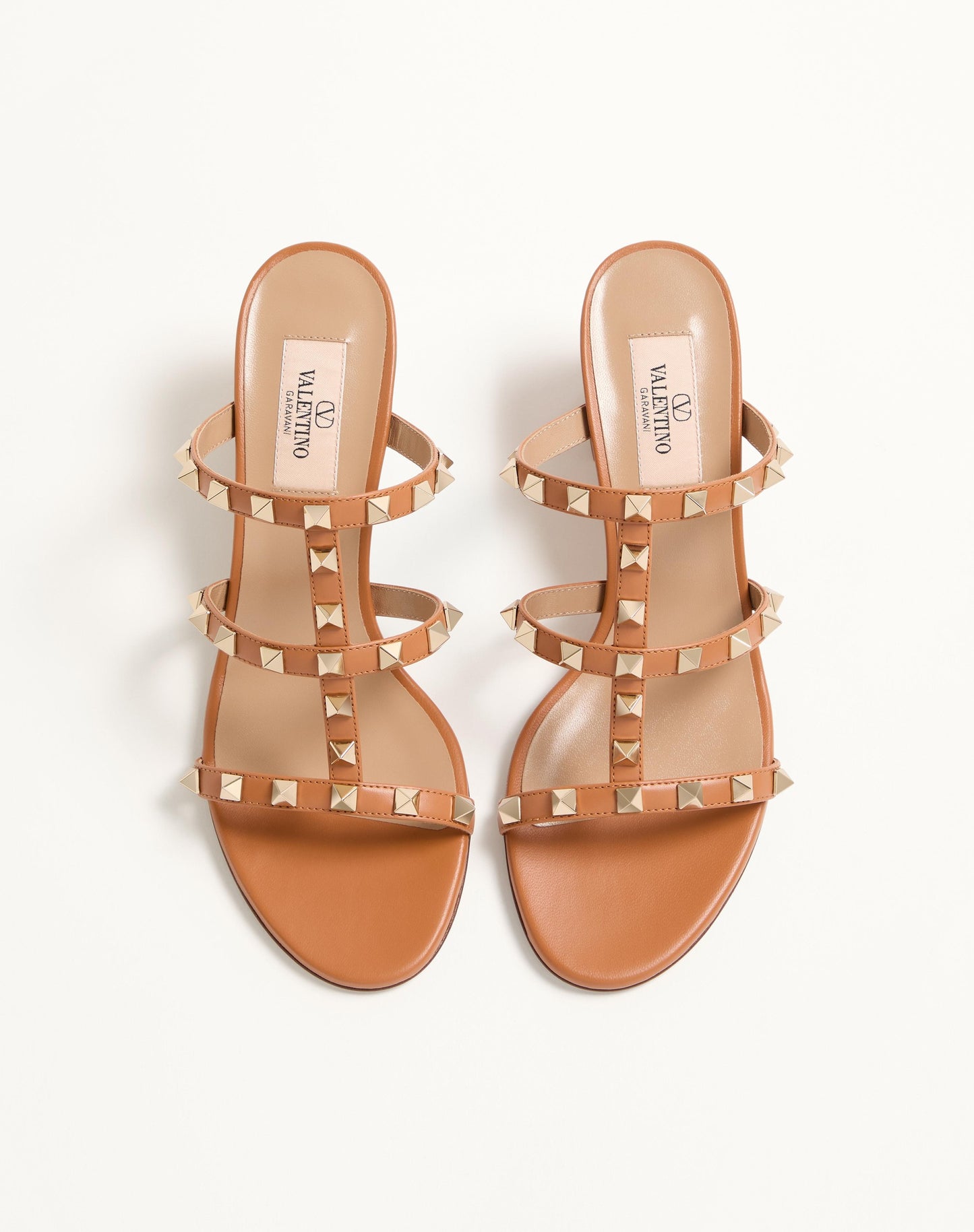 Rockstud Calfskin Leather Slide Sandal 60 Mm