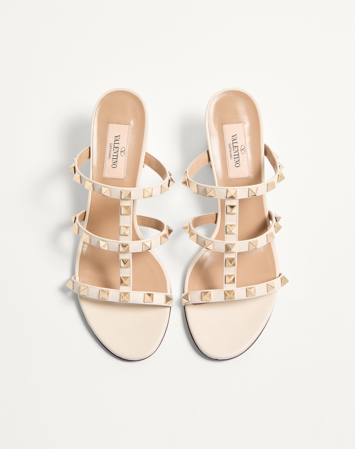 Rockstud Calfskin Leather Slide Sandal 60 Mm