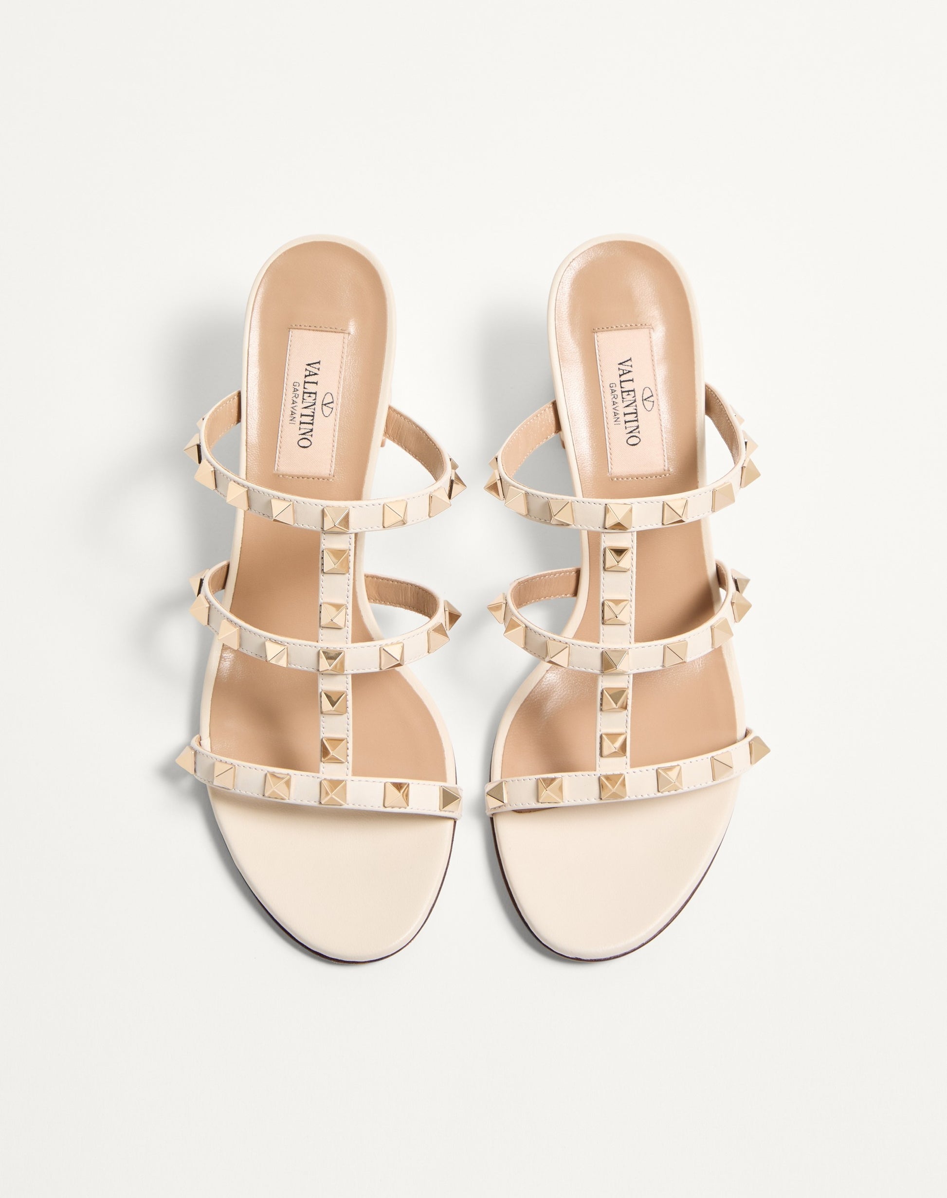 Rockstud Calfskin Leather Slide Sandal 60 Mm