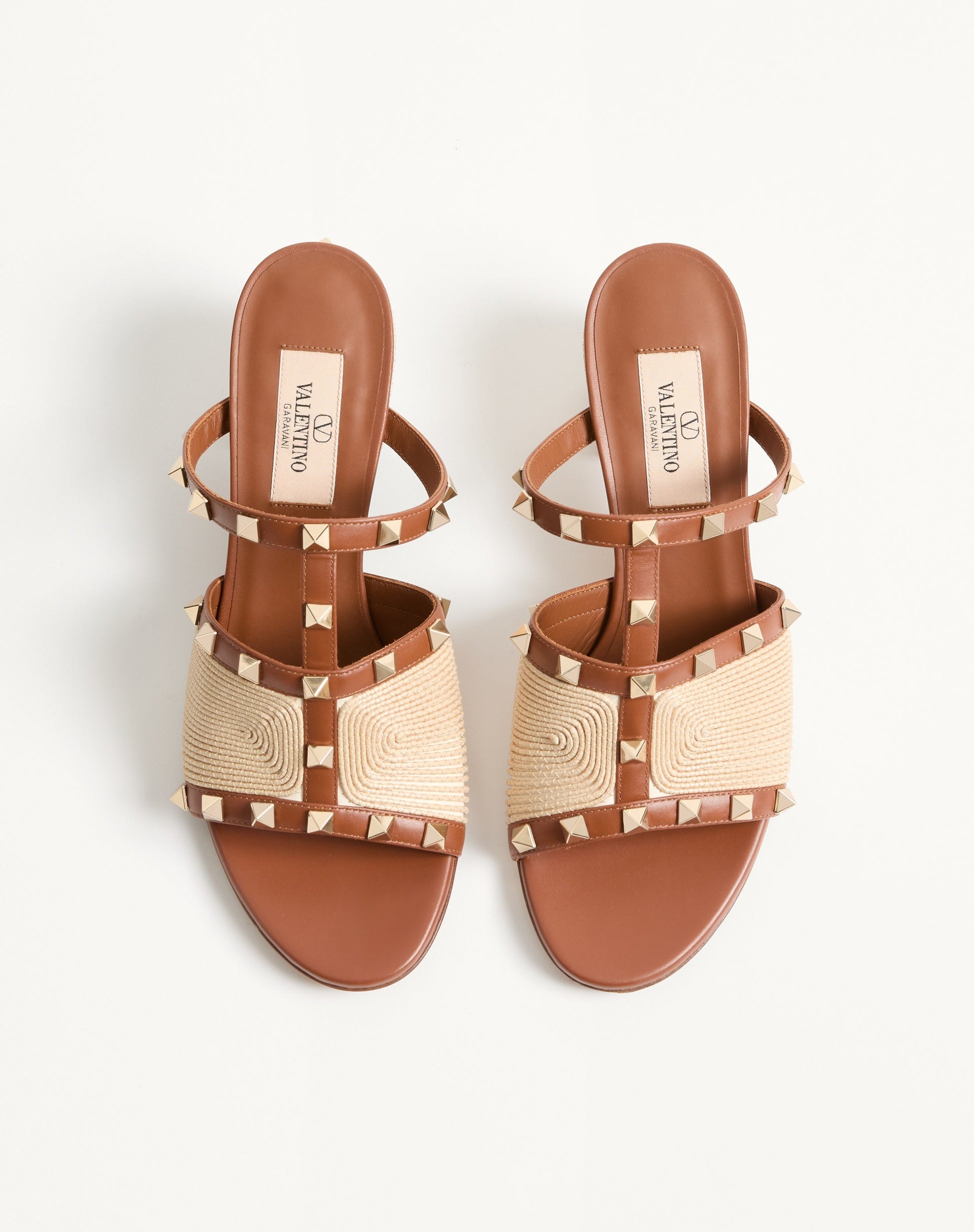 Rockstud Calfskin Slide Sandal With Cornely Embroidery 60mm