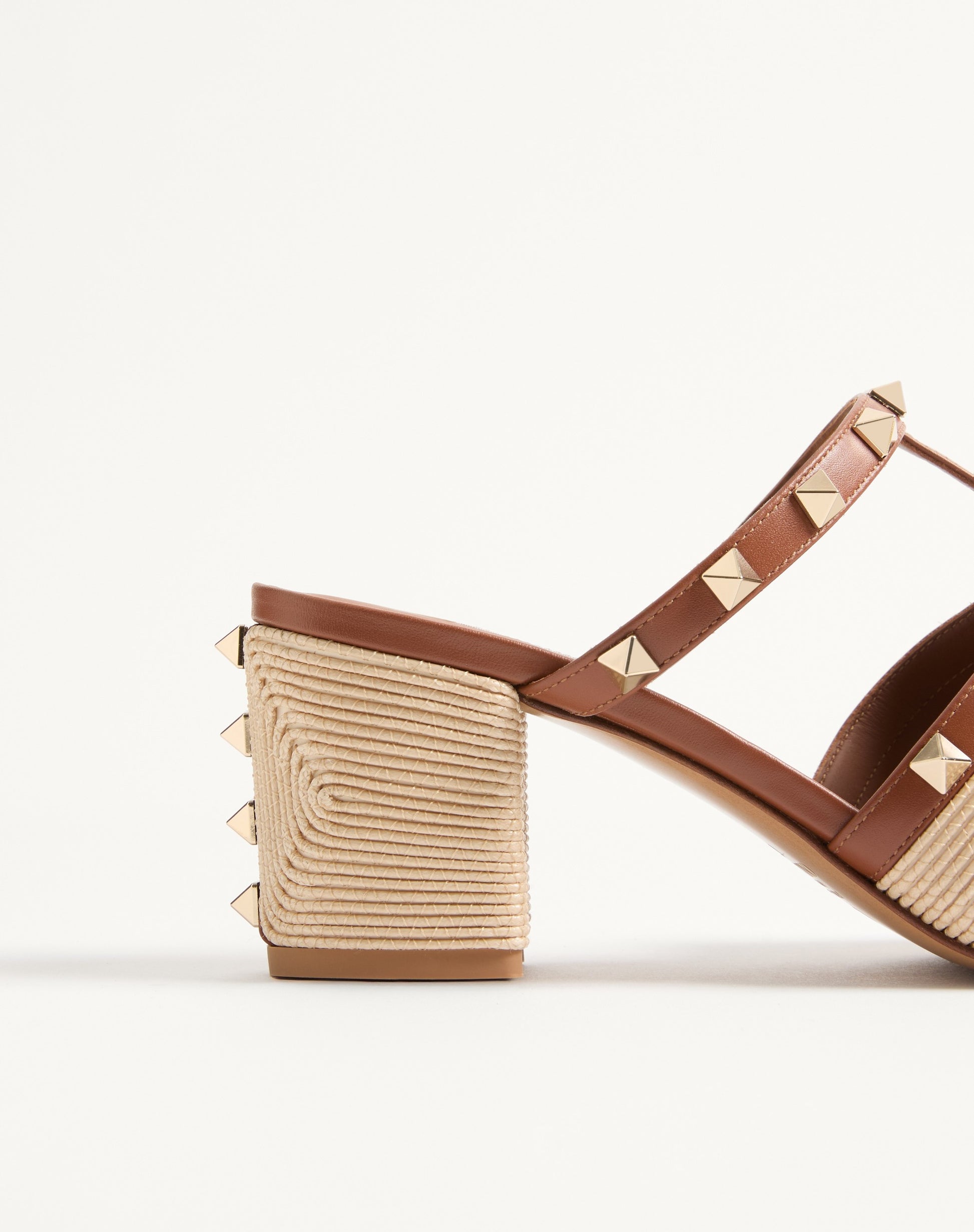 Rockstud Calfskin Slide Sandal With Cornely Embroidery 60mm
