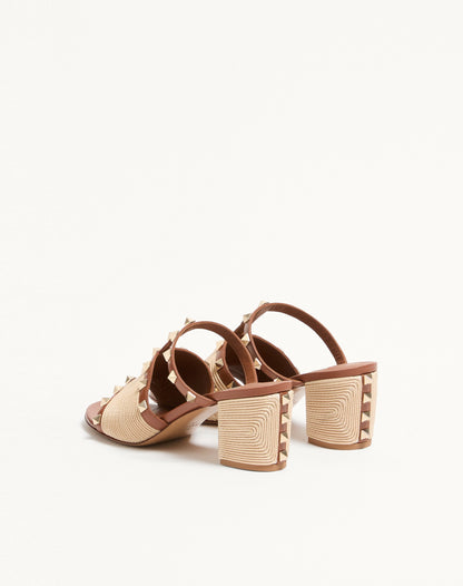 Rockstud Calfskin Slide Sandal With Cornely Embroidery 60mm