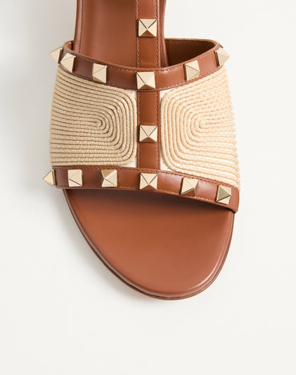 Rockstud Calfskin Slide Sandal With Cornely Embroidery 60mm