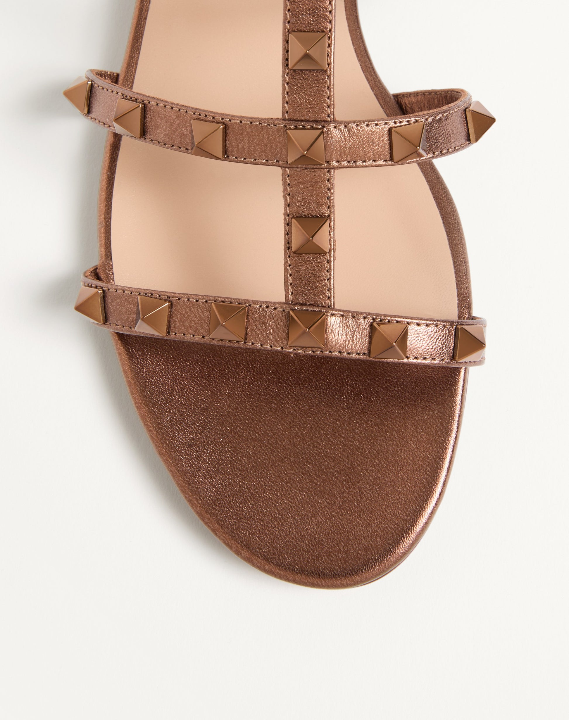 Rockstud Flat Metallic Nappa Slide Sandal