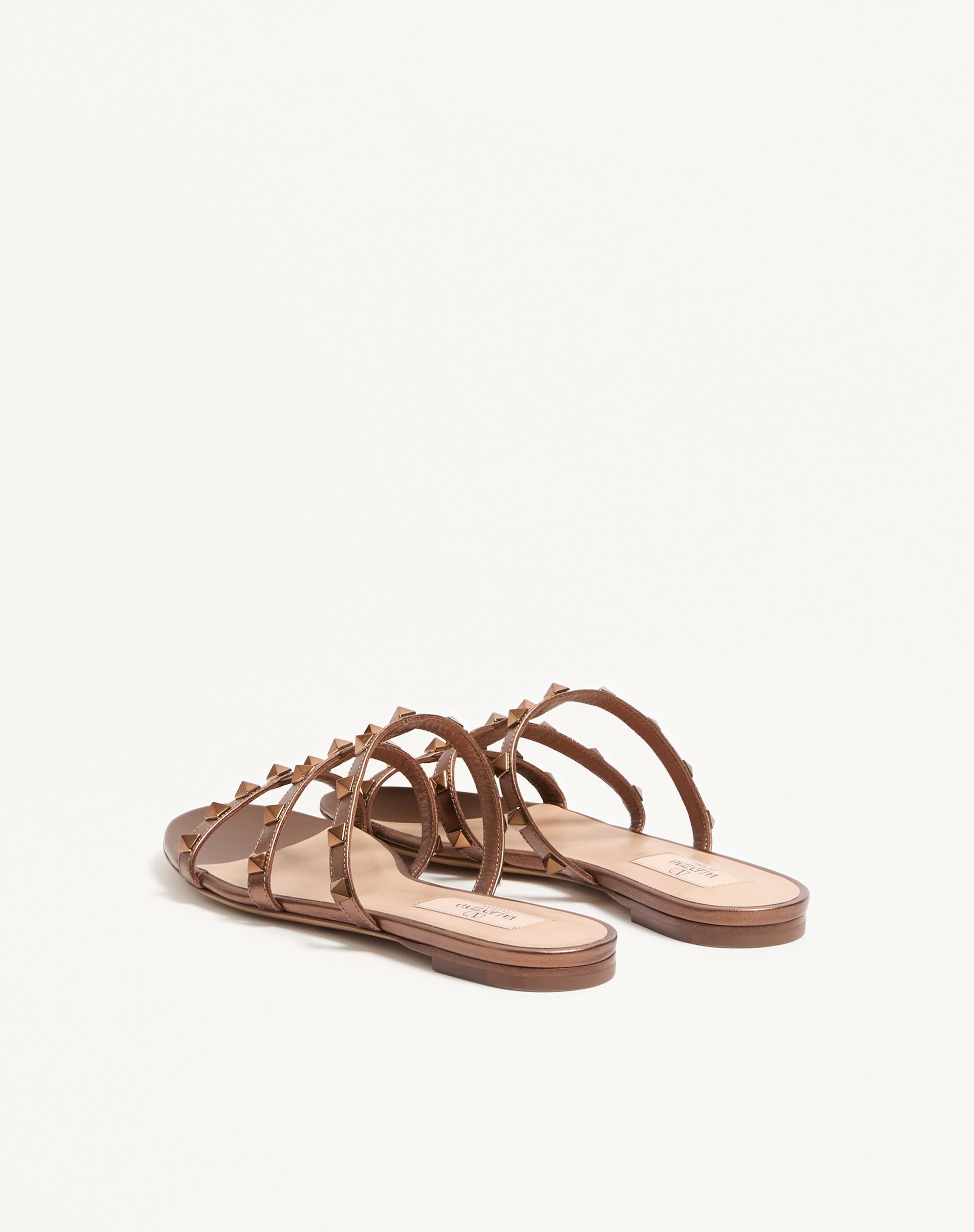 Rockstud Flat Metallic Nappa Slide Sandal