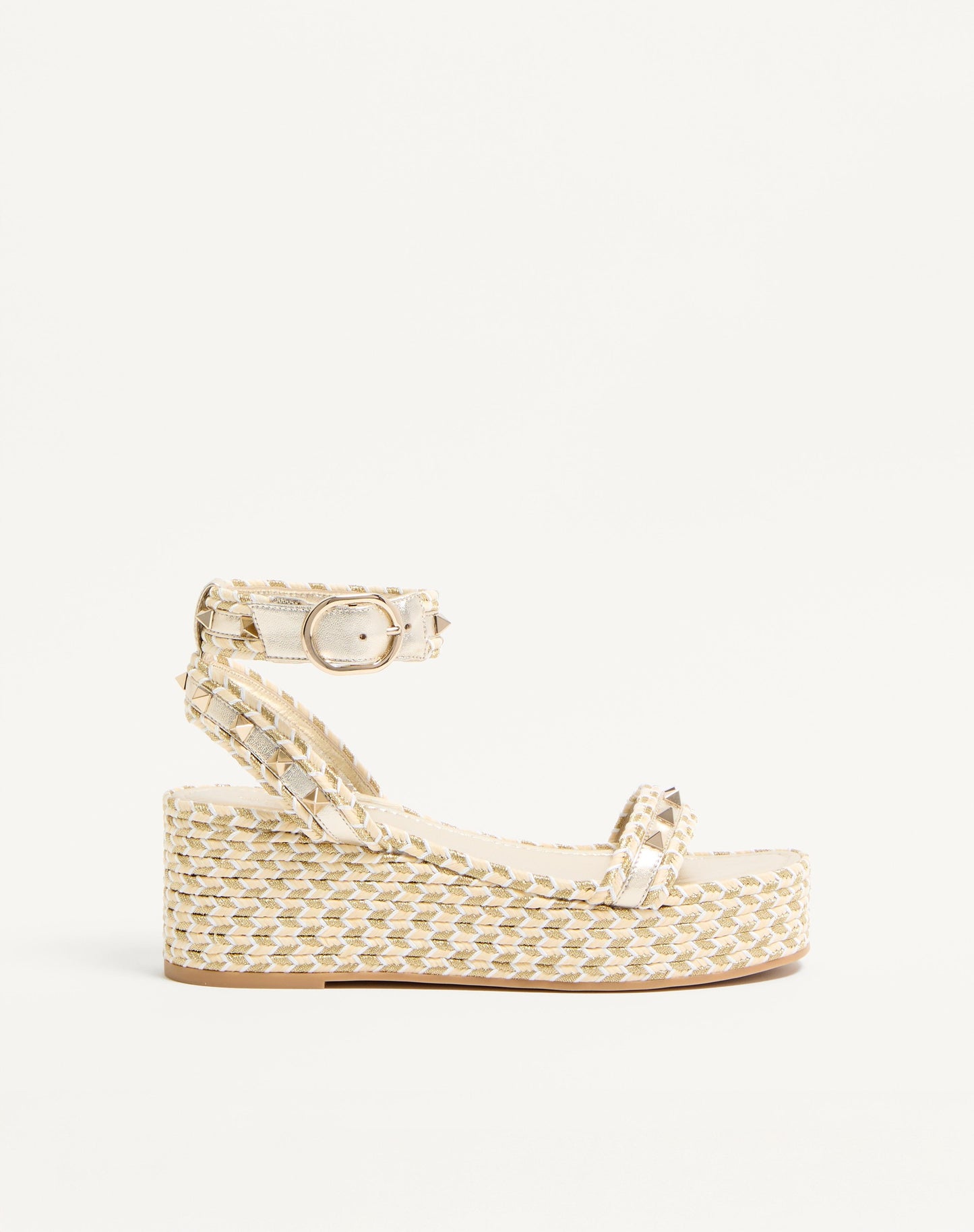Rockstud Flatform Sandal In Laminated Nappa Leather 45mm