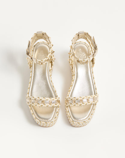 Rockstud Flatform Sandal In Laminated Nappa Leather 45mm