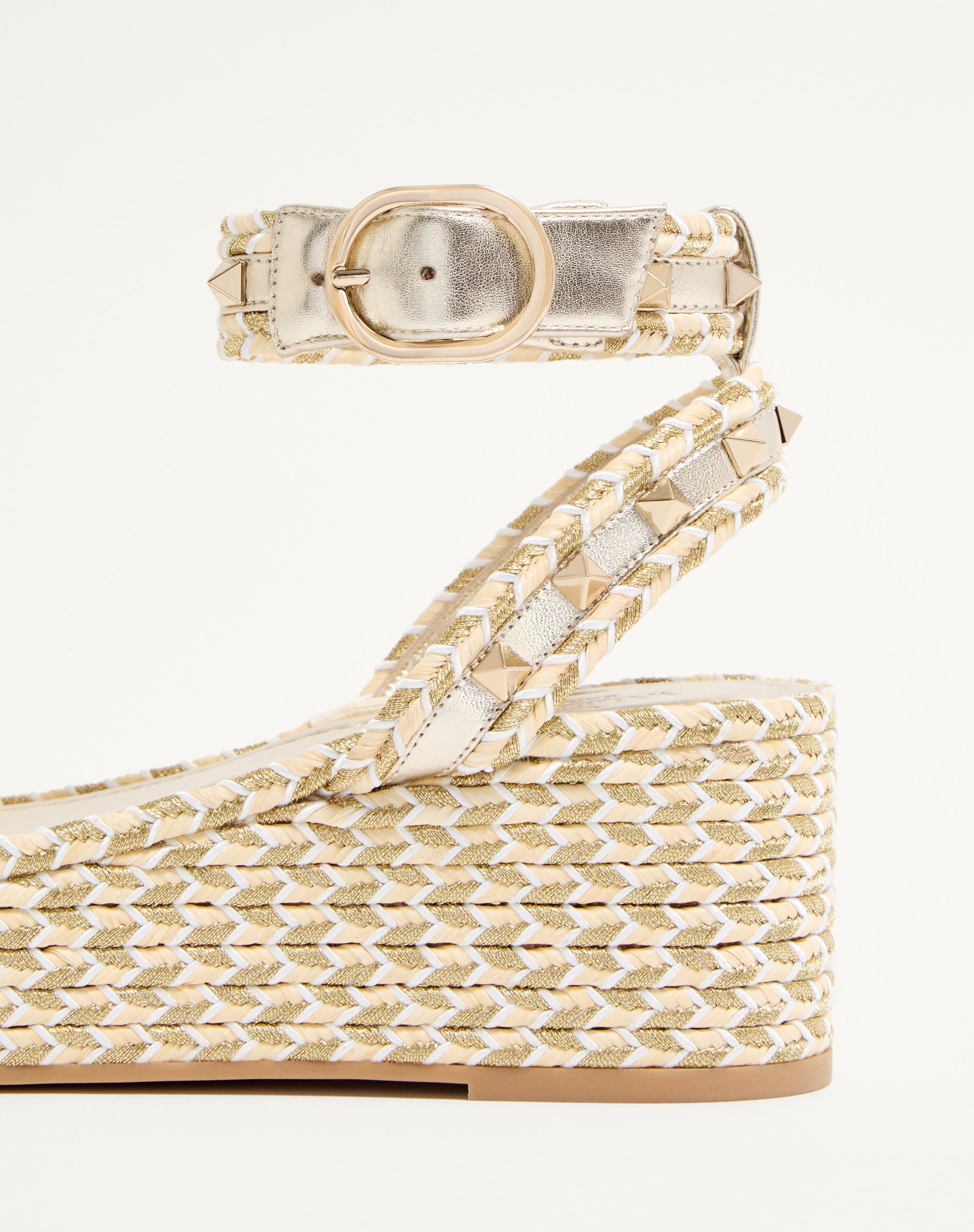 Rockstud Flatform Sandal In Laminated Nappa Leather 45mm
