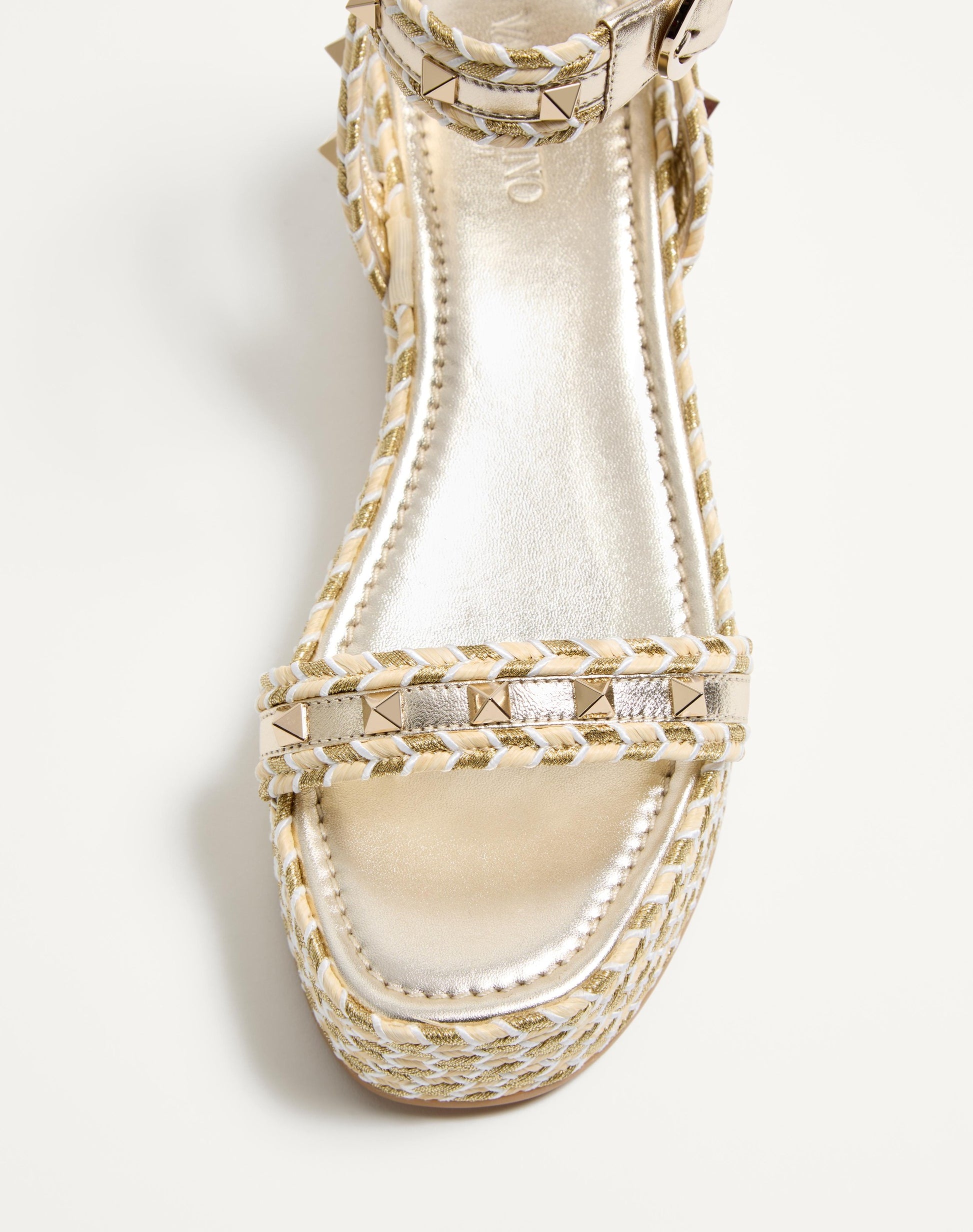 Rockstud Flatform Sandal In Laminated Nappa Leather 45mm