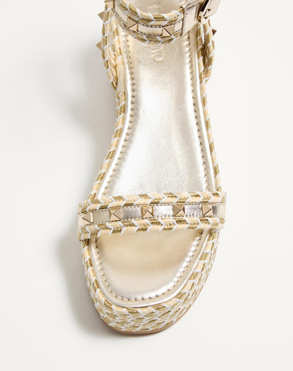 Rockstud Flatform Sandal In Laminated Nappa Leather 45mm