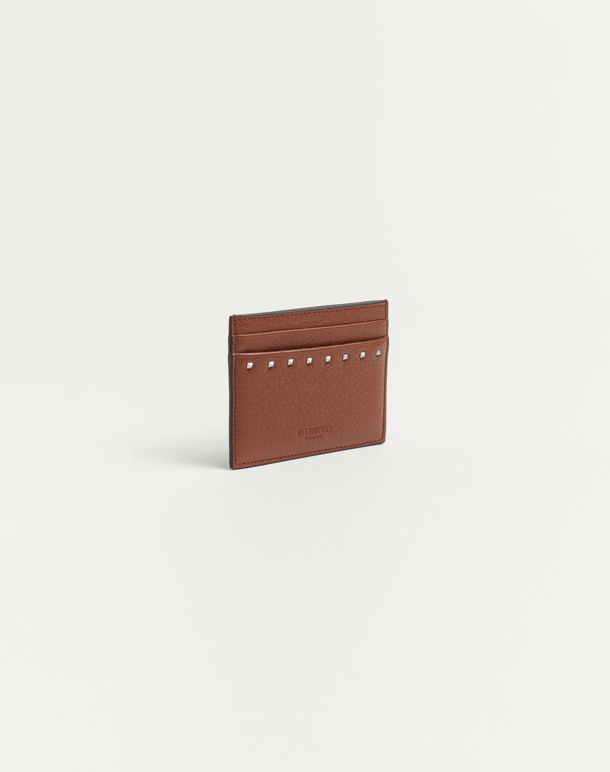 Rockstud Grainy Calfskin Cardholder