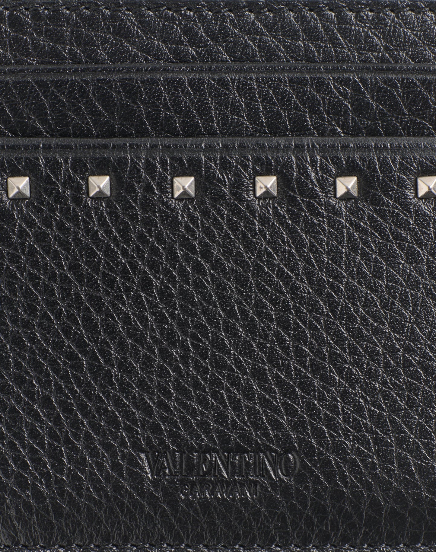 Rockstud Grainy Calfskin Cardholder