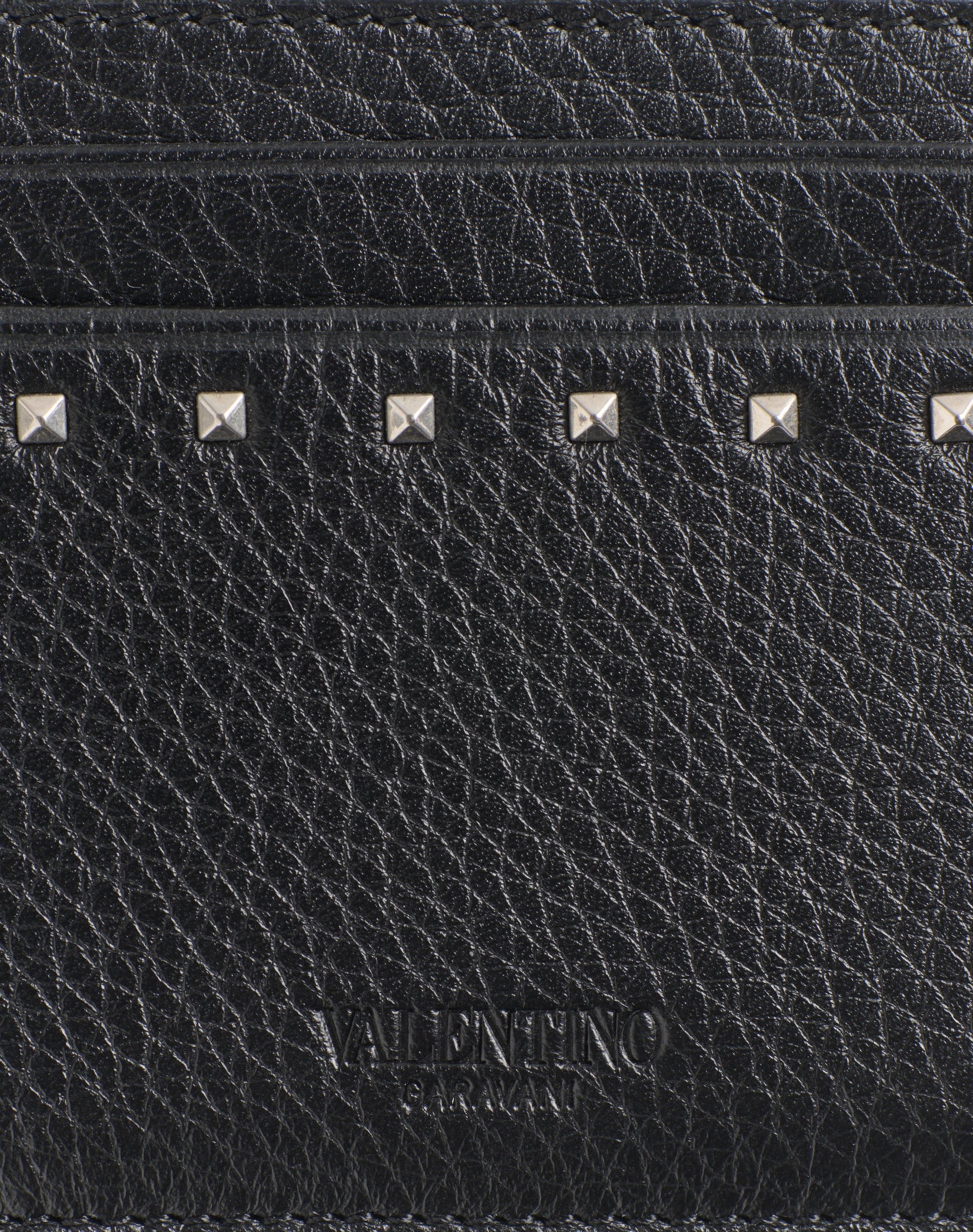 Rockstud Grainy Calfskin Cardholder