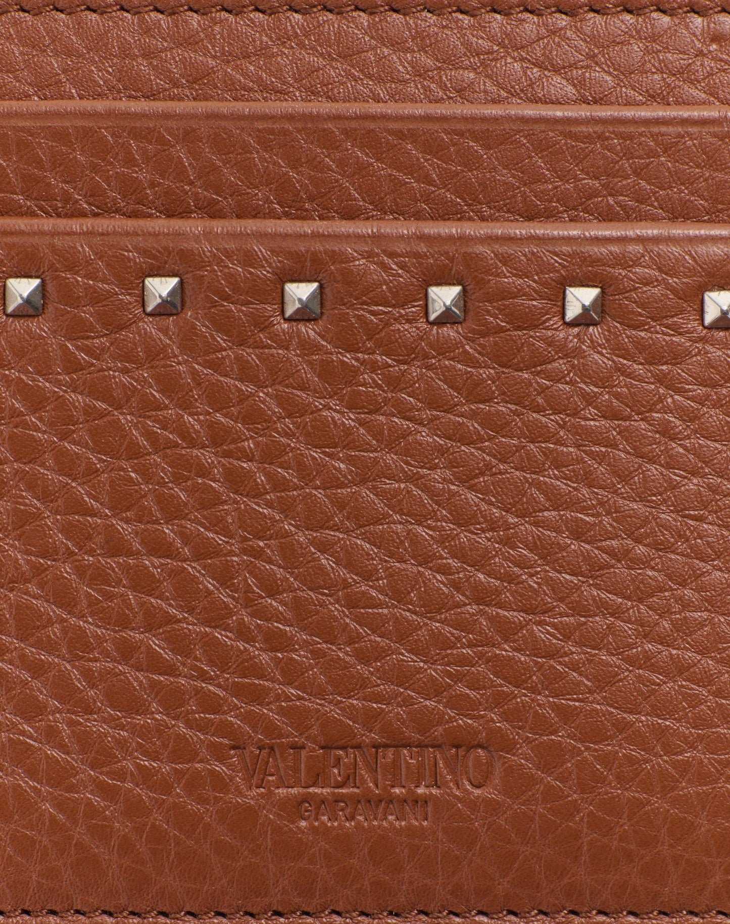 Rockstud Grainy Calfskin Cardholder