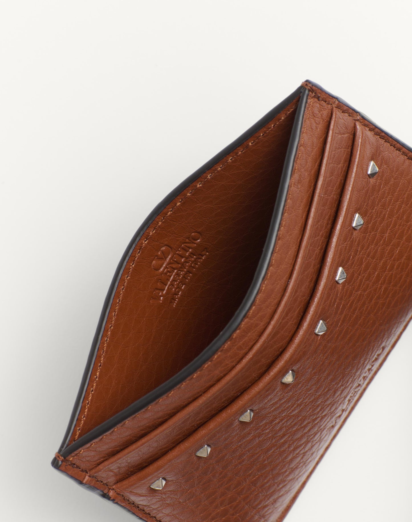 Rockstud Grainy Calfskin Cardholder