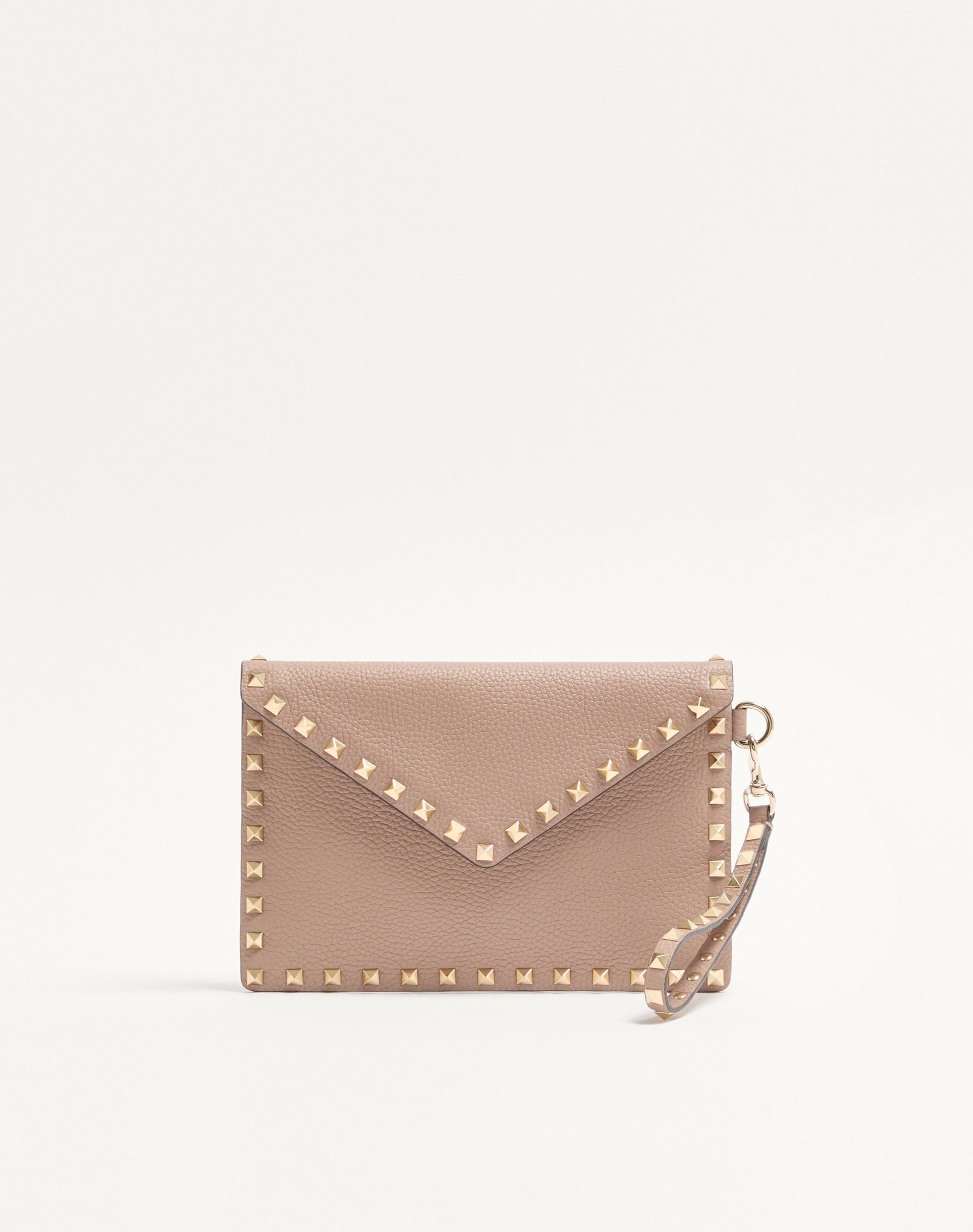 Rockstud Grainy Calfskin Pouch