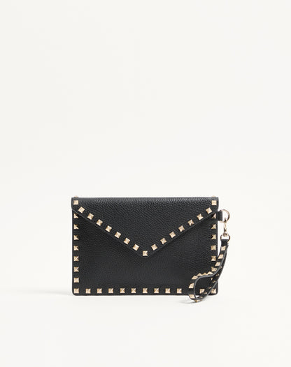 Rockstud Grainy Calfskin Pouch