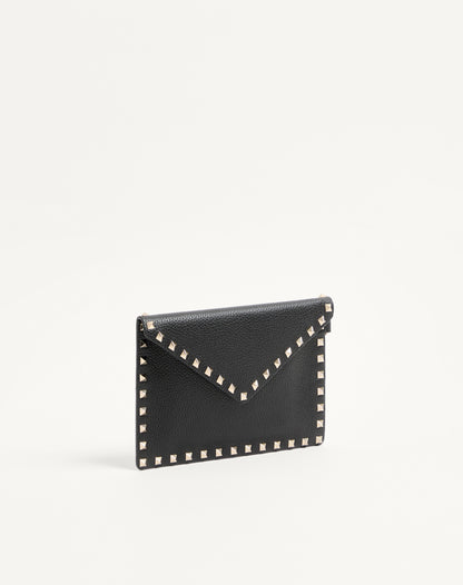 Rockstud Grainy Calfskin Pouch