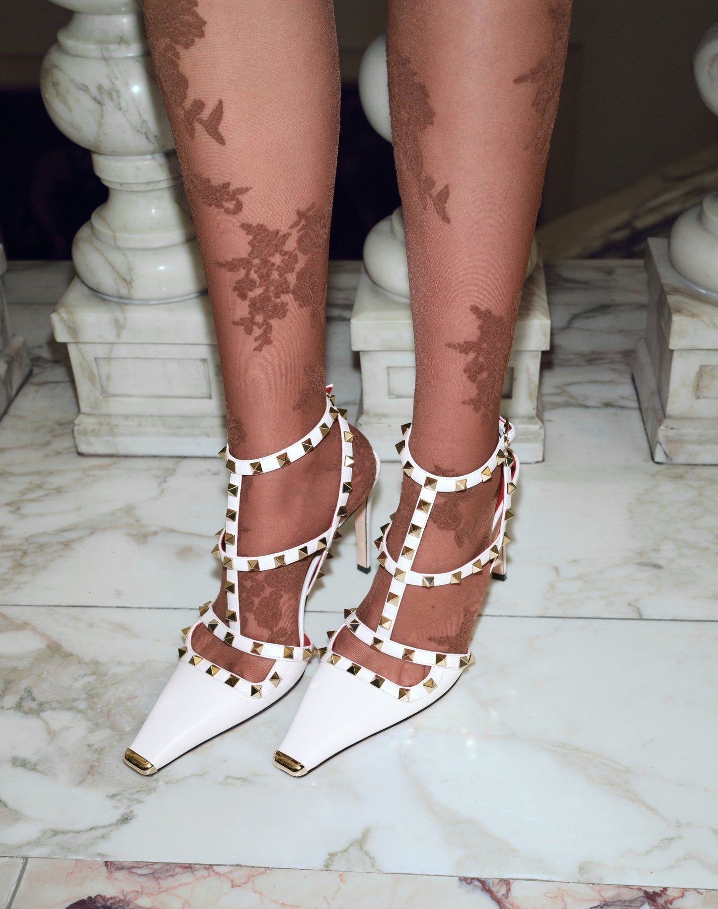 Rockstud Kidskin Pumps 100mm
