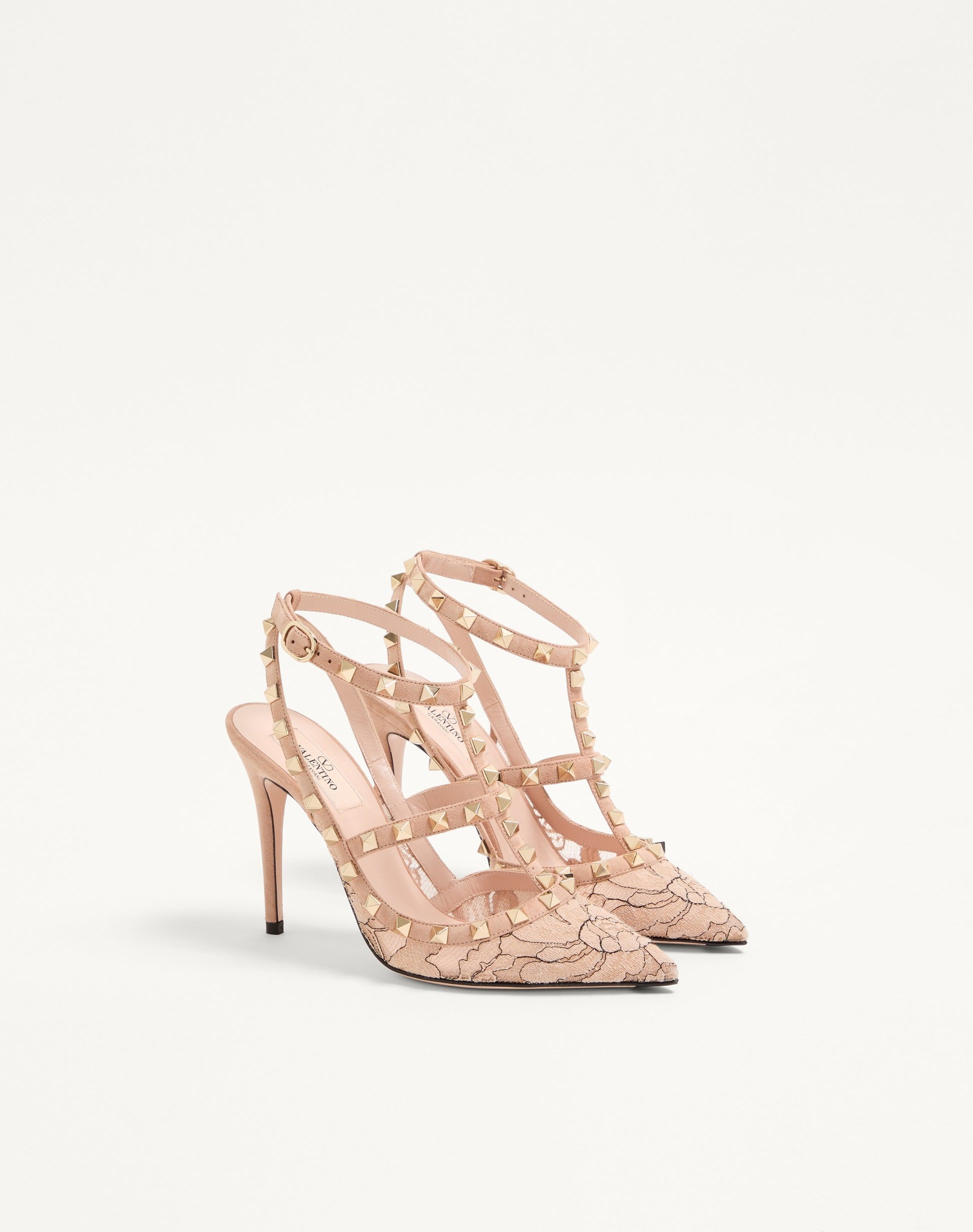 Rockstud Lace Pump With Straps 100mm