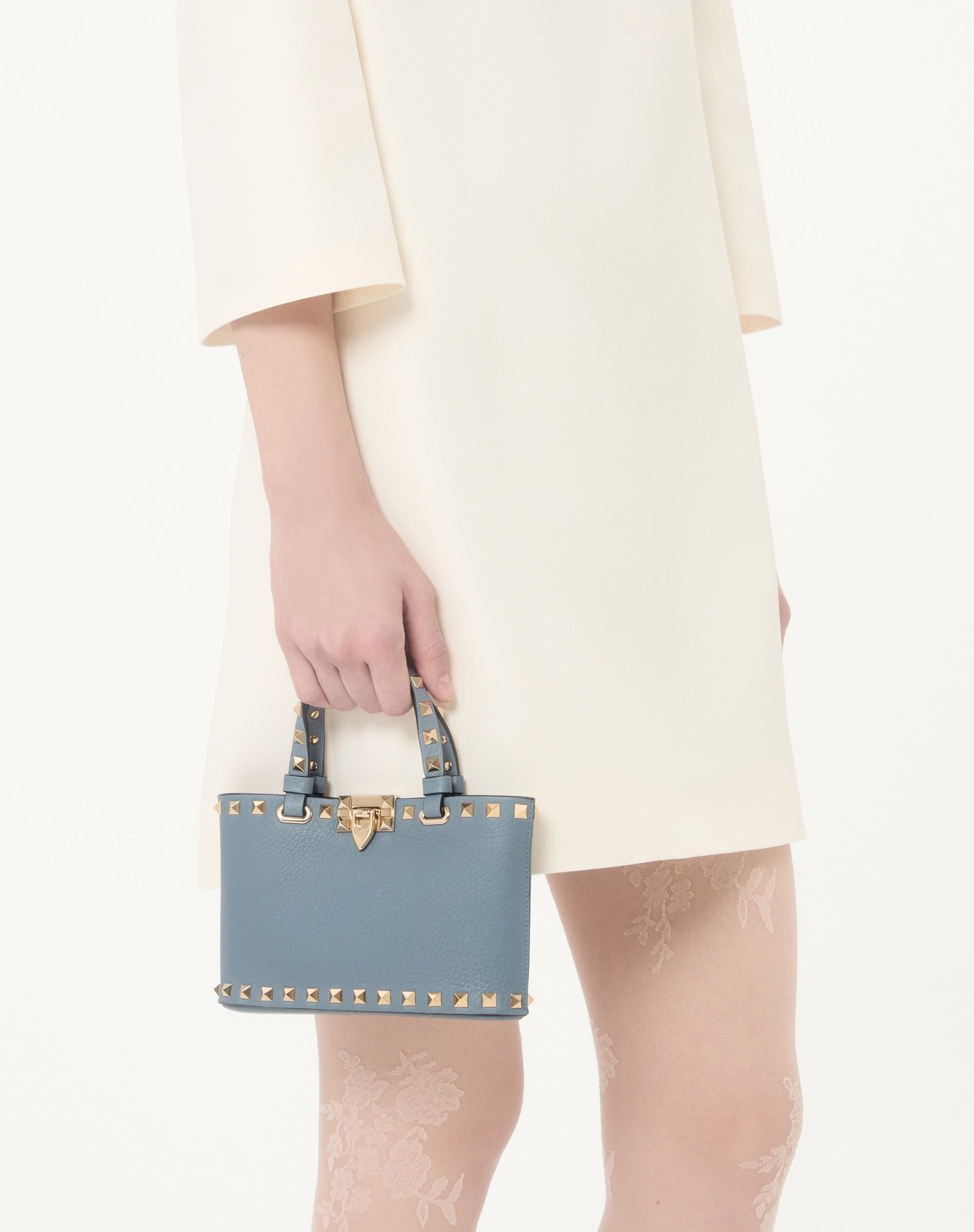 Rockstud Mini Shopping Bag In Grainy Calfskin