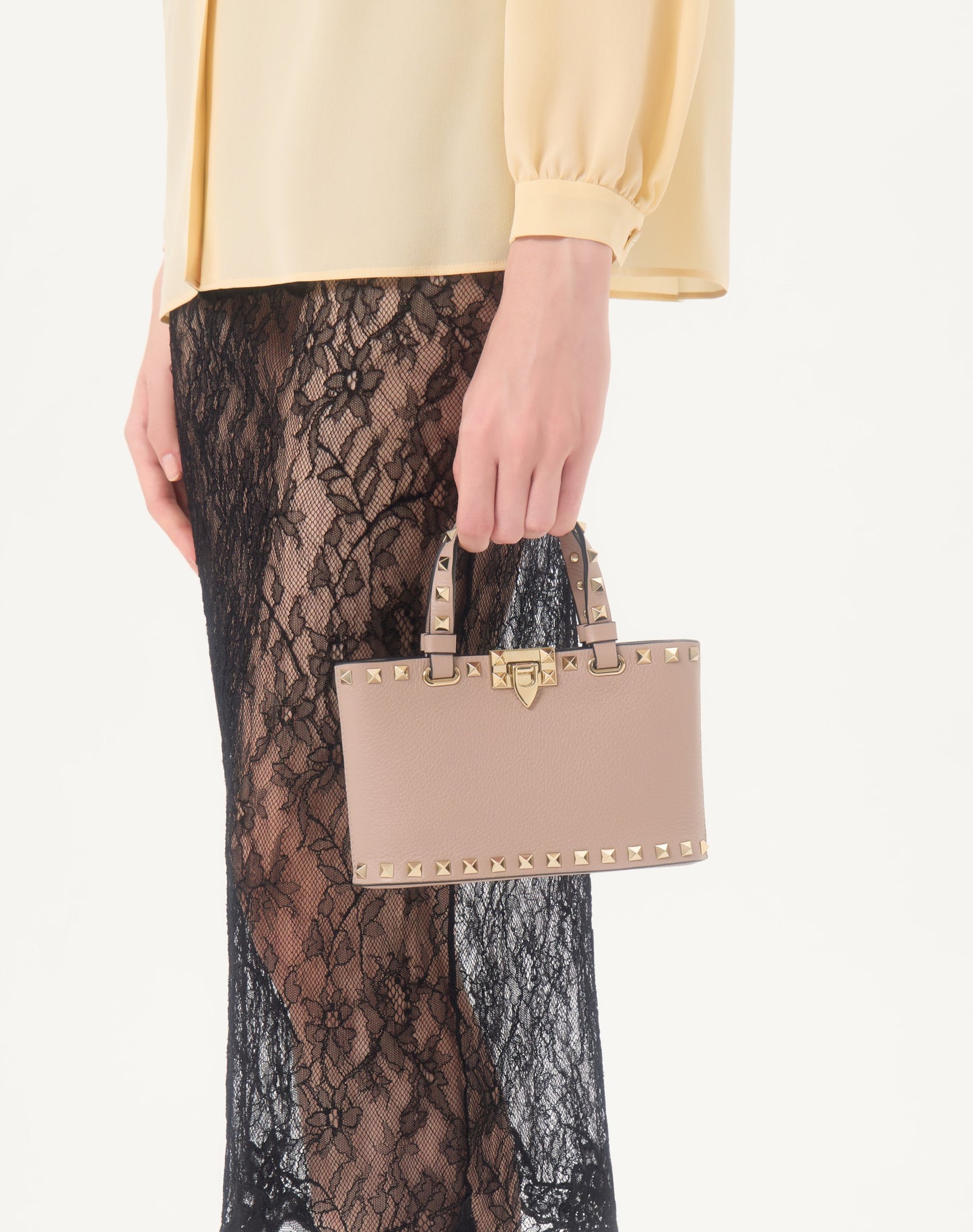 Rockstud Mini Shopping Bag In Grainy Calfskin