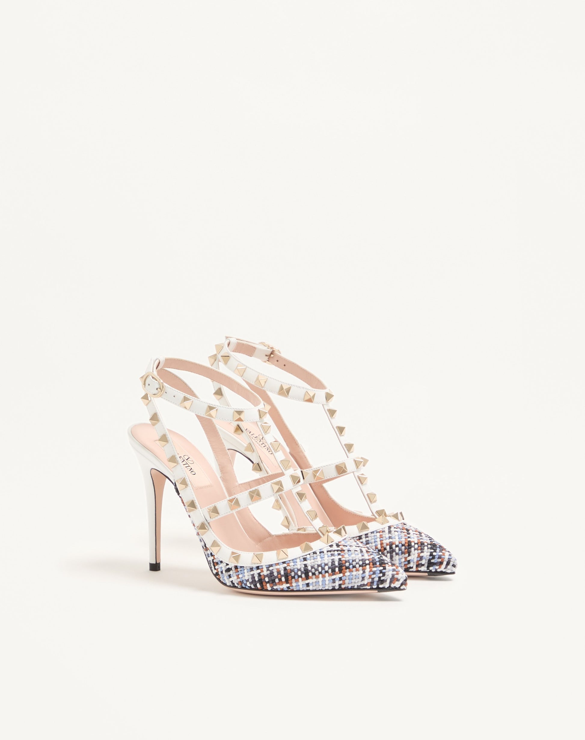 Rockstud Pumps In Woven Fabric 100mm