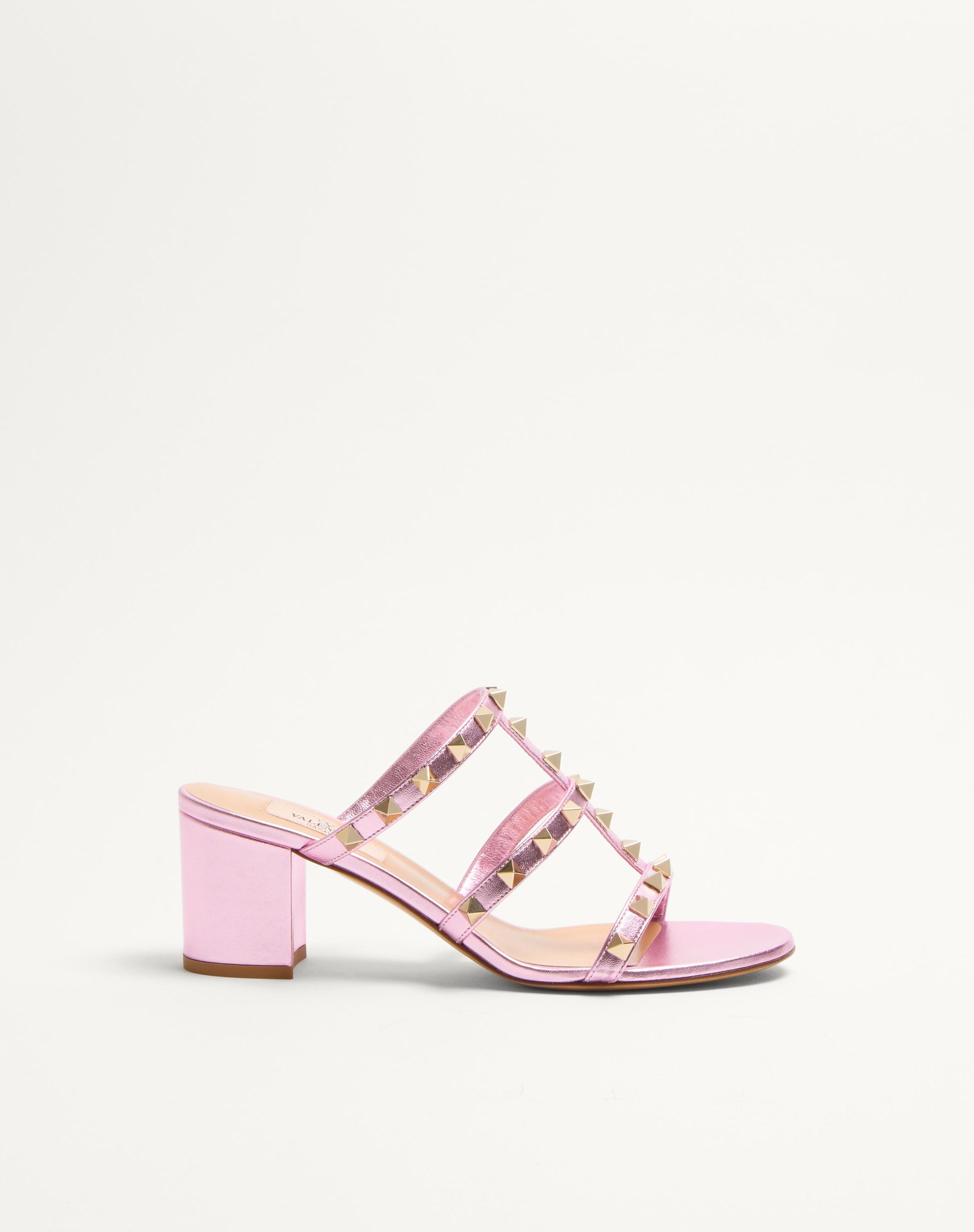 Rockstud Slide Sandal In Laminated Nappa Leather 60mm