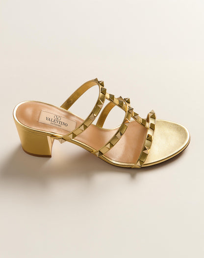 Rockstud Slide Sandal In Laminated Nappa Leather 60mm