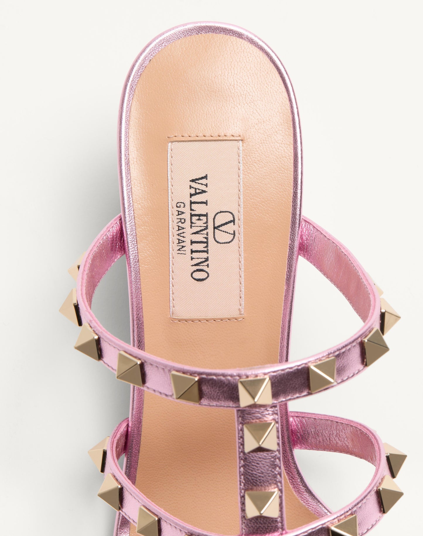 Rockstud Slide Sandal In Laminated Nappa Leather 60mm